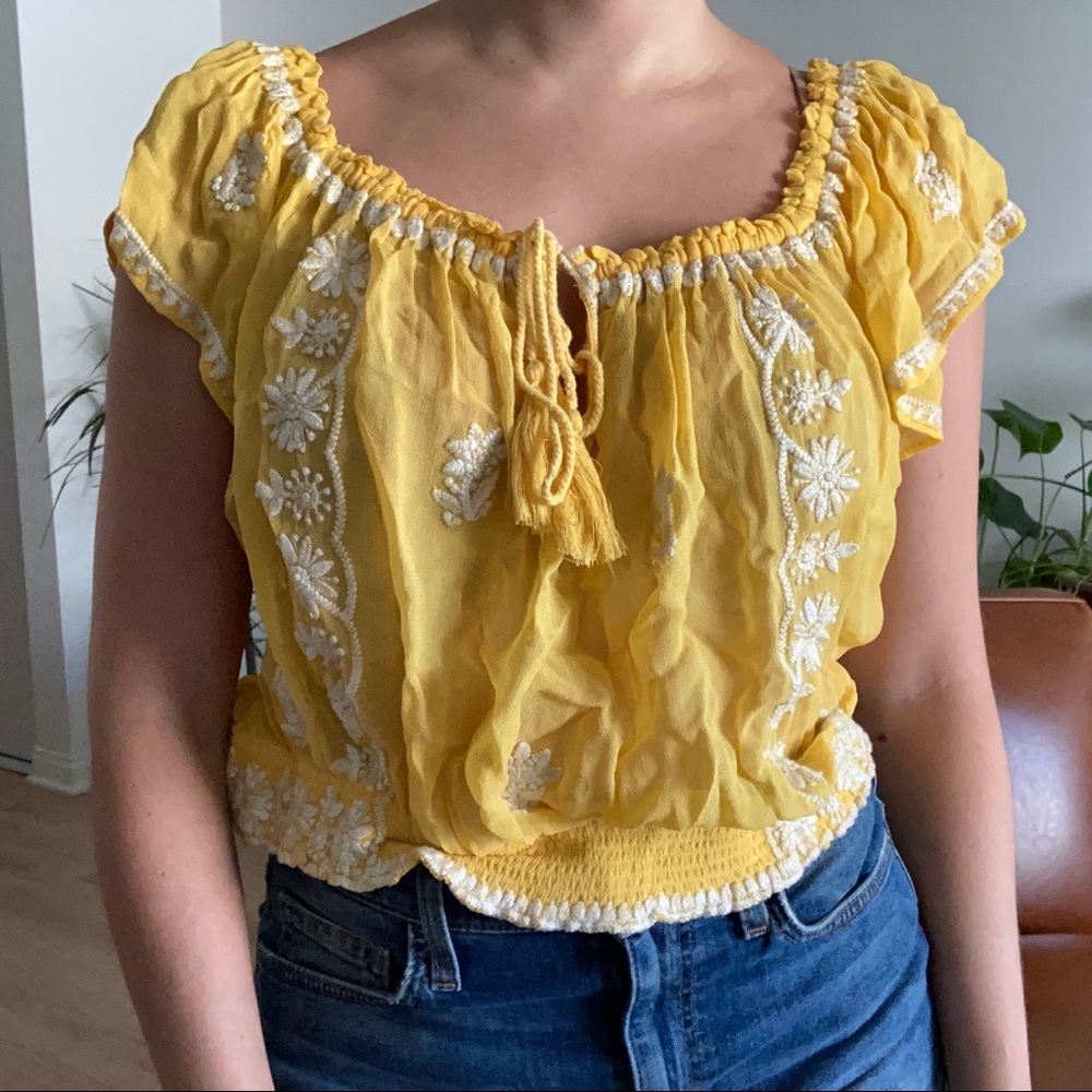 FREE PEOPLE Yellow Spanish Blouse - Picture 4 of 4